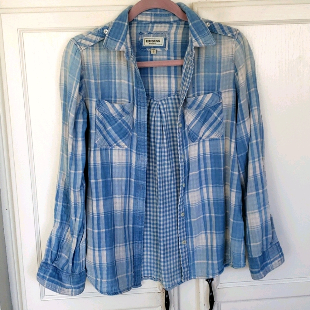 Express Plaid Collared Shirt